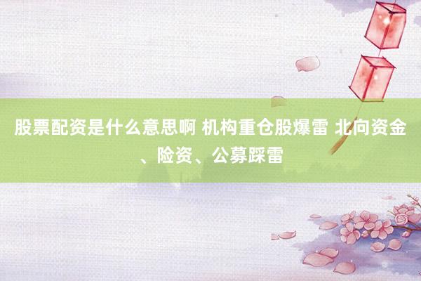 股票配资是什么意思啊 机构重仓股爆雷 北向资金、险资、公募踩