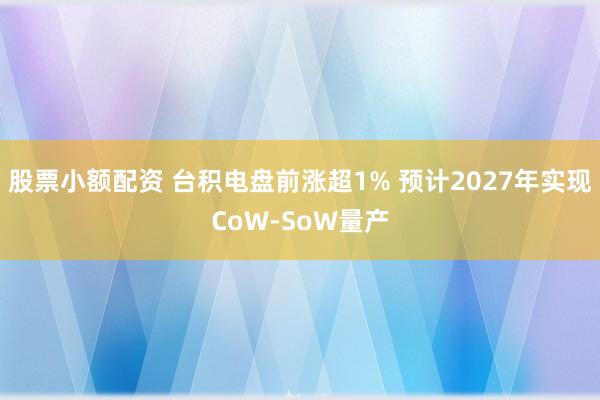 股票小额配资 台积电盘前涨超1% 预计2027年实现CoW-