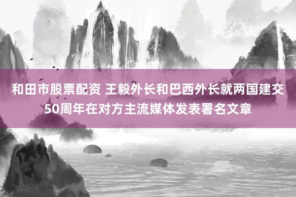 和田市股票配资 王毅外长和巴西外长就两国建交50周年在对方主