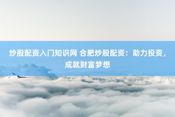 炒股配资入门知识网 合肥炒股配资：助力投资，成就财富梦想