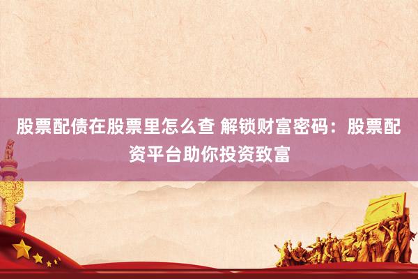 股票配债在股票里怎么查 解锁财富密码：股票配资平台助你投资致